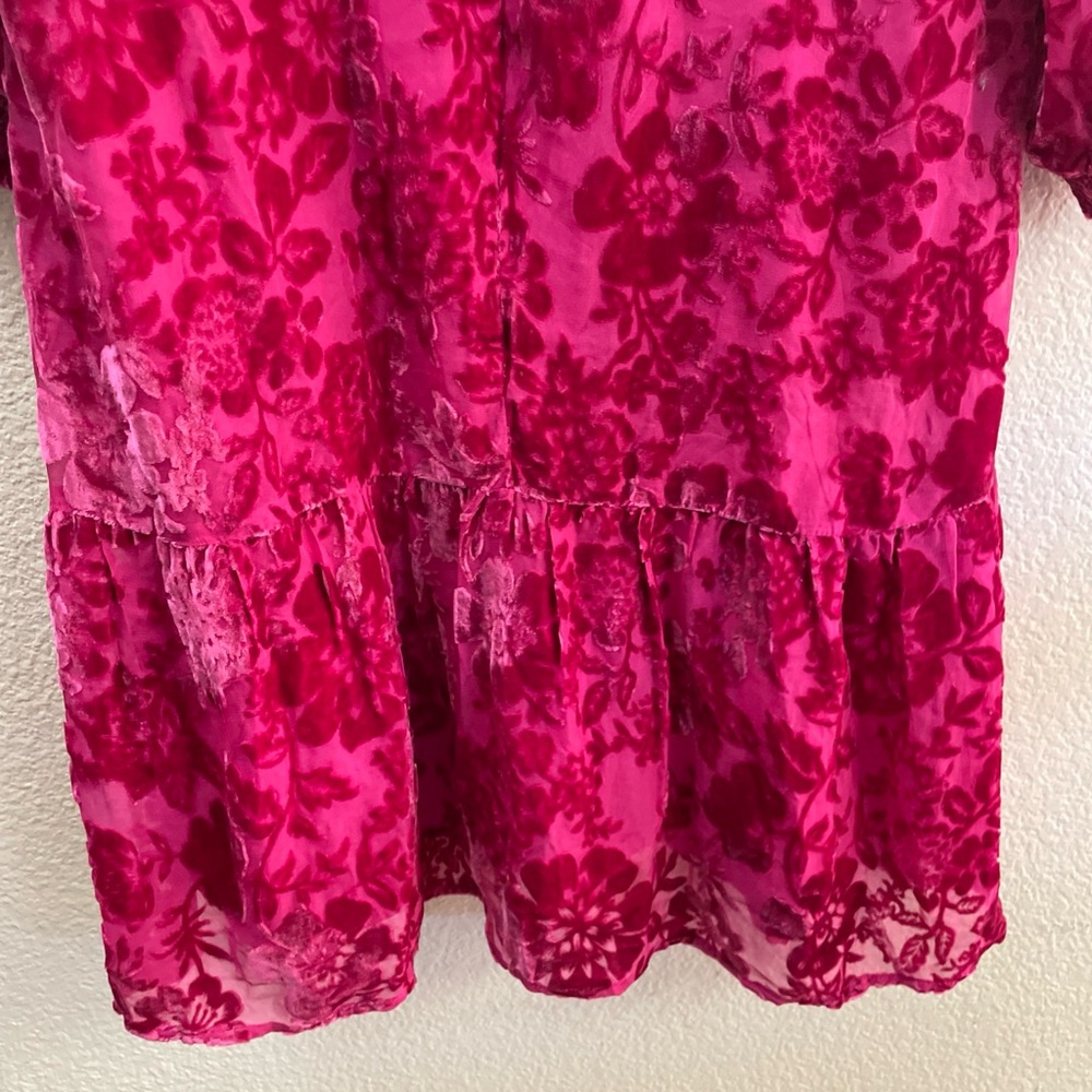 NWT Hale Bob Fuchsia Burnt Velvet Silk Blend Dress whimsical romantic Y2K 60's - Picture 11 of 11